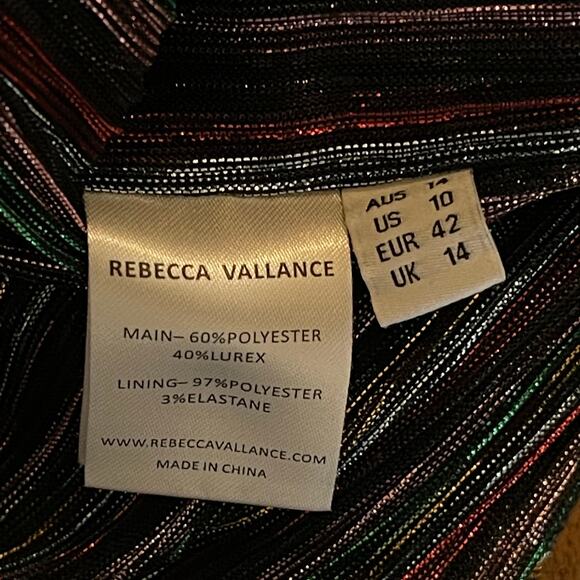 Rebecca Vallance Ronnie Gown Size 10 Black Metallic Stripe One Shoulder Cutout - Picture 9 of 9